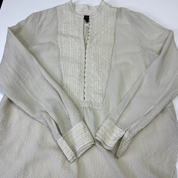 Rag & Bone Alfie Silk Shirt in Beige Stripe S - Picture 10 of 16